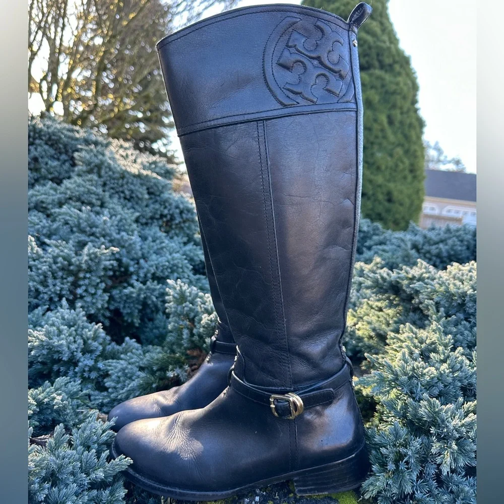 TORY BURCH | Black Marlene Leather Riding Motorcycle Boot 9.5 EUC